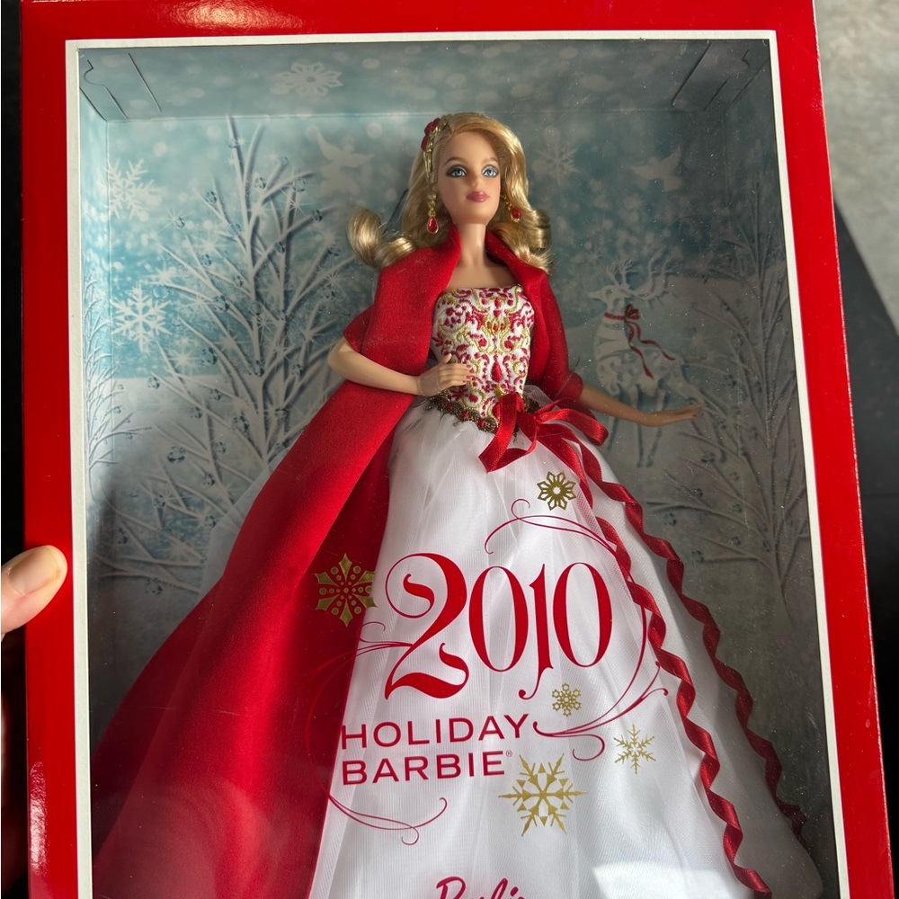 Barbie 2010 Holiday Barbie Box Art in Red, White, Light Blue
